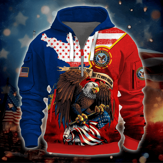 Independence Day, Freedom - Hoodie Half Zipper , Gifts for veterans