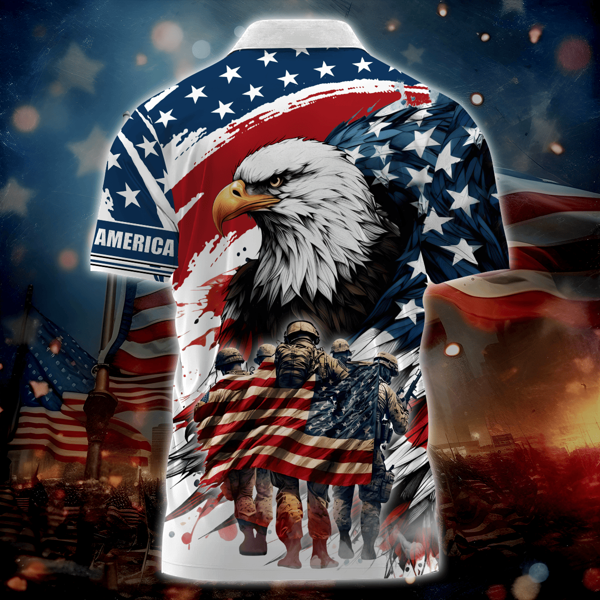 Apparel, Independence Day, Let Freedom Ring - Zipper Polo Shirt , Gifts for veterans
