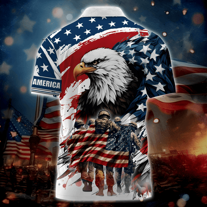 Apparel, Independence Day, Let Freedom Ring - Zipper Polo Shirt , Gifts for veterans