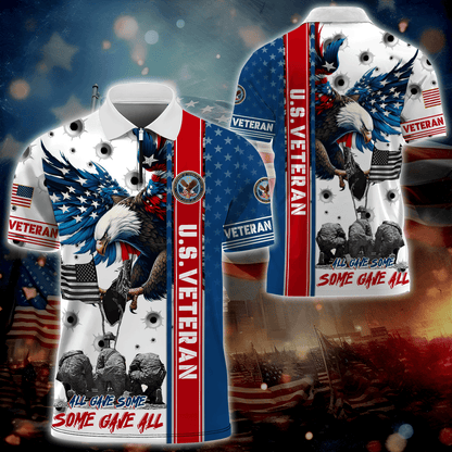 Primeum US - All Gave Some, Some Gave All - Zipper Polo Shirt , Gifts for veterans