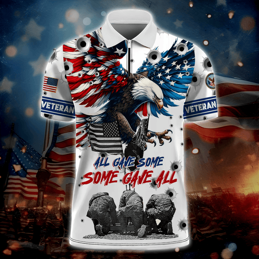 Primeum US - All Gave Some, Some Gave All - Zipper Polo Shirt , Gifts for veterans