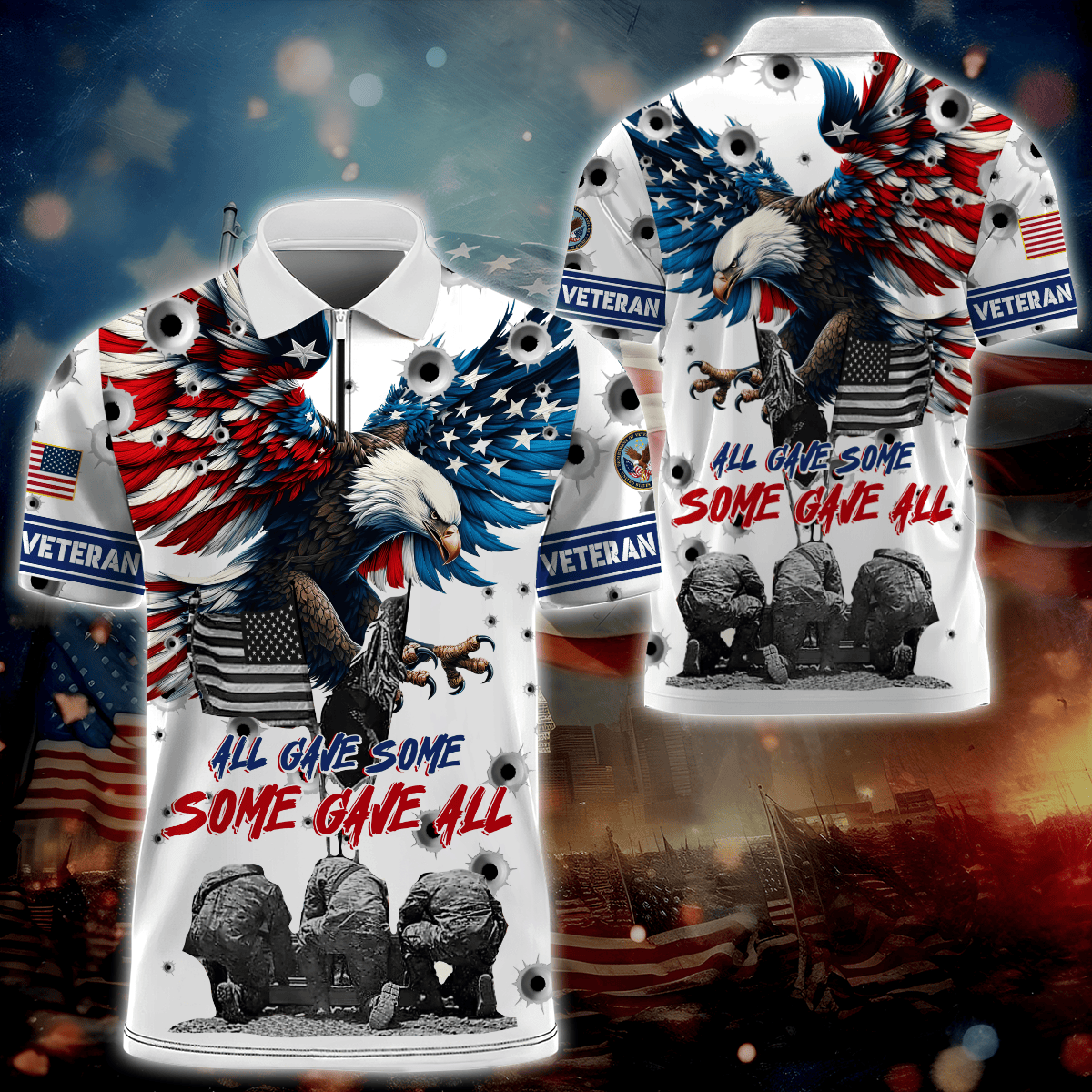 Primeum US - All Gave Some, Some Gave All - Zipper Polo Shirt , Gifts for veterans