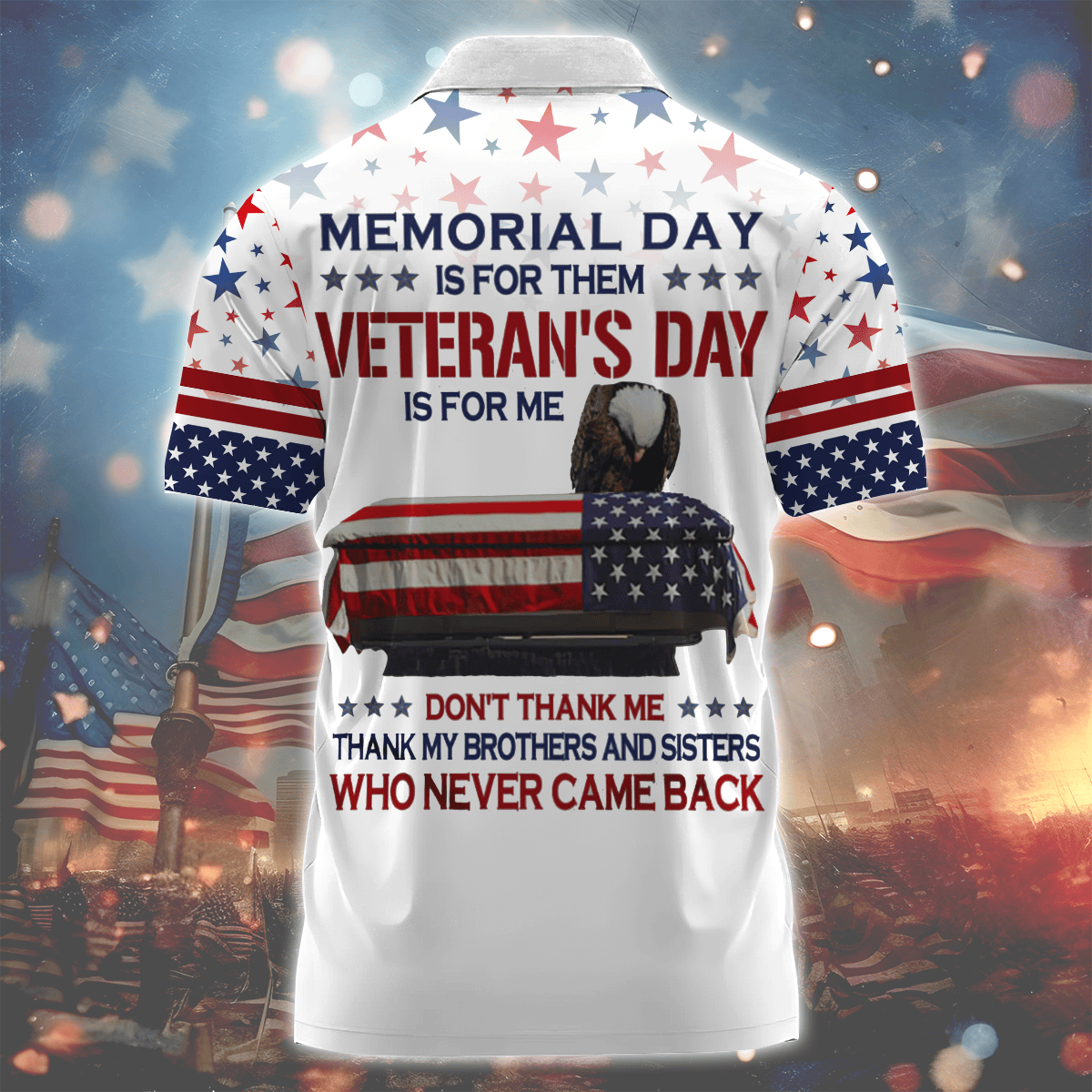 Independence Day, Remember - Honor - Respects, US Veterans Zipper Polo , Gifts for veterans