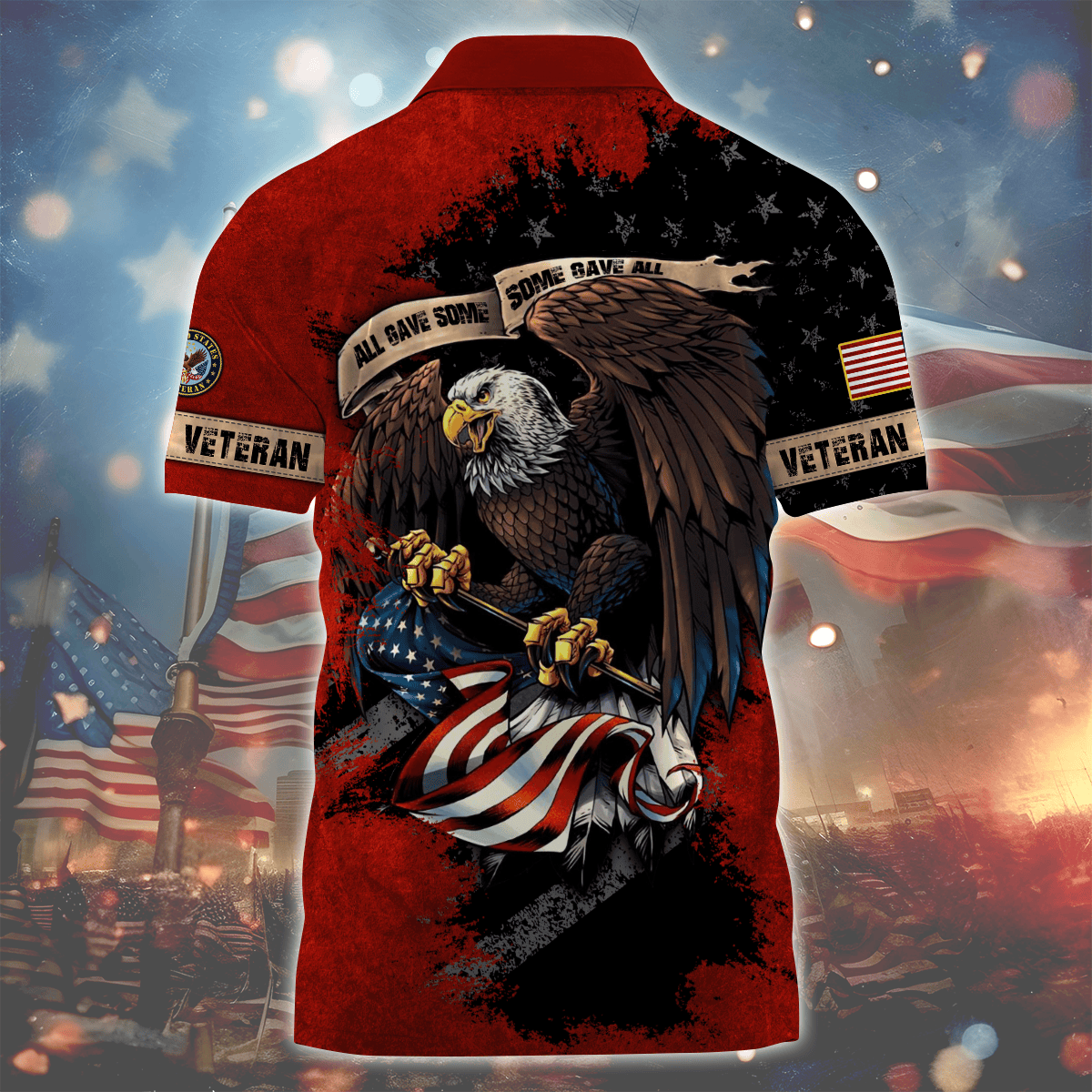 Independence Day, All Gave Some - Some Gave All, US Veterans Zipper Polo , Gifts for veterans