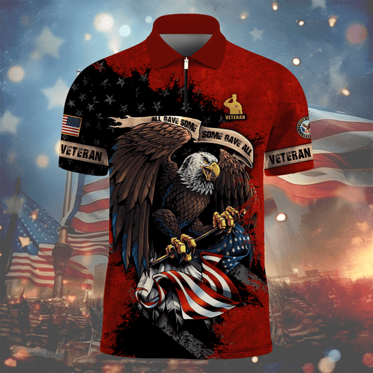 Independence Day, All Gave Some - Some Gave All, US Veterans Zipper Polo , Gifts for veterans