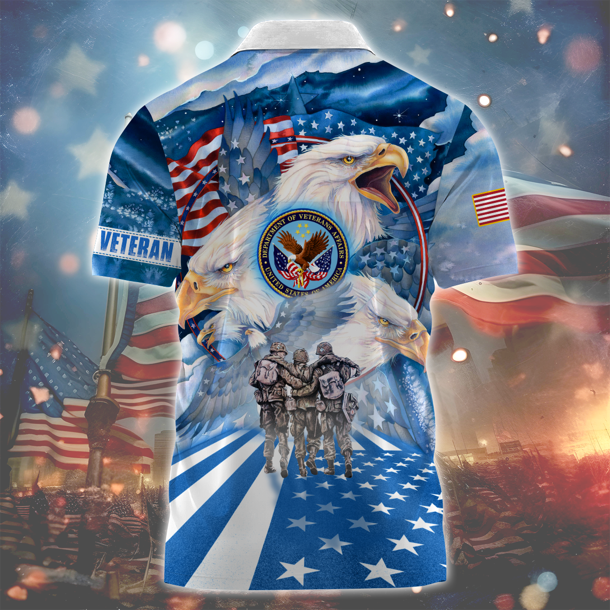 Independence Day, Home Of The Free, US Veterans Zipper Polo , Gifts for veterans
