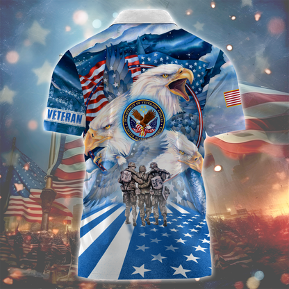 Independence Day, Home Of The Free, US Veterans Zipper Polo , Gifts for veterans