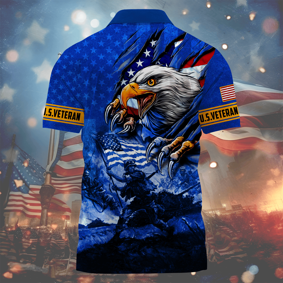 Independence Day, Freedom Isn't Free Eagle, US Veterans Zipper Polo , Gifts for veterans