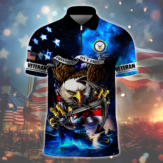 Independence Day, Freedom Isn't Free Eagle, US Navy Zipper Polo , Gifts for veterans