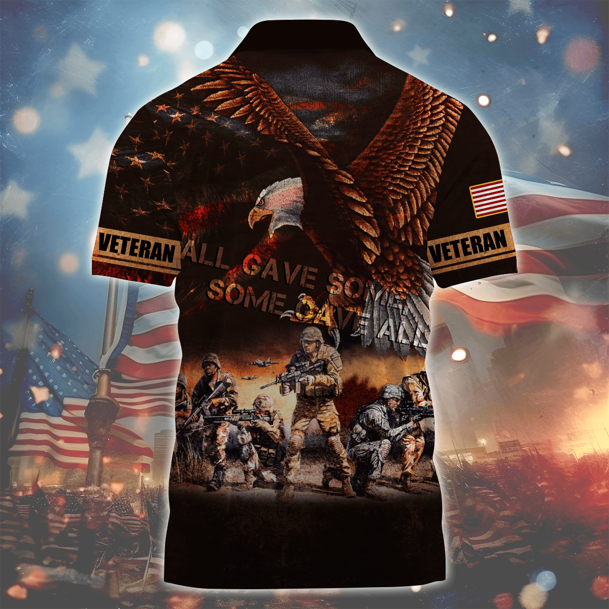 Independence Day, All Gave Some - Some Gave All Eagle, US Veteran Zipper Polo , Gifts for veterans