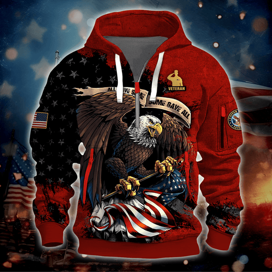 Independence Day, All Gave Some, Some Gave All - Hoodie Half Zipper , Gifts for veterans