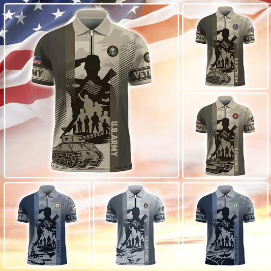 Apparel Veterans - Zipper Polo Shirt , Gifts for veterans
