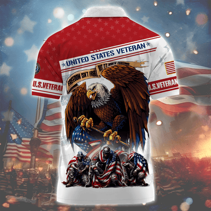 Apparel - Freedom Isn't Free - U.S Veteran Zipper Polo , Gifts for veterans