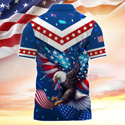 America Let Freedom Ring US Veterans - Zipper Polo , Gifts for veterans