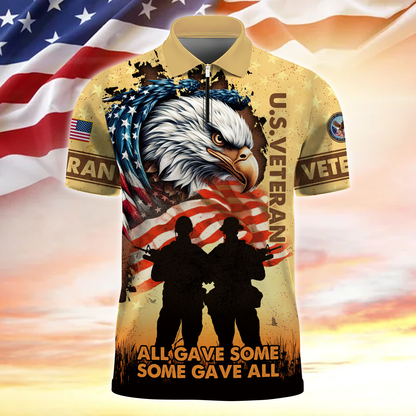 Apparel - All Gave Some Some Gave All - Zipper Polo , Gifts for veterans