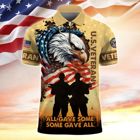 Apparel - All Gave Some Some Gave All - Zipper Polo , Gifts for veterans