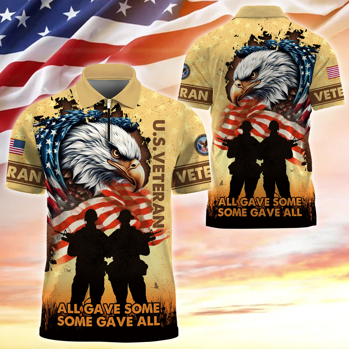 Apparel - All Gave Some Some Gave All - Zipper Polo , Gifts for veterans