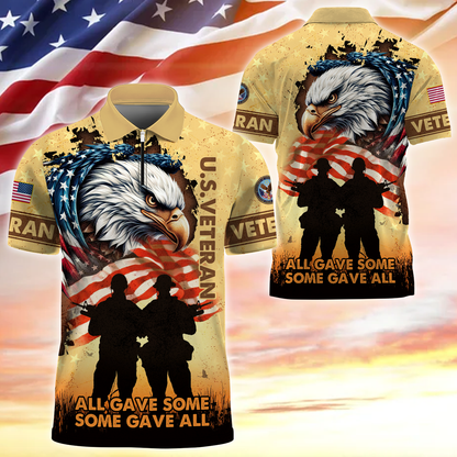 Apparel - All Gave Some Some Gave All - Zipper Polo , Gifts for veterans