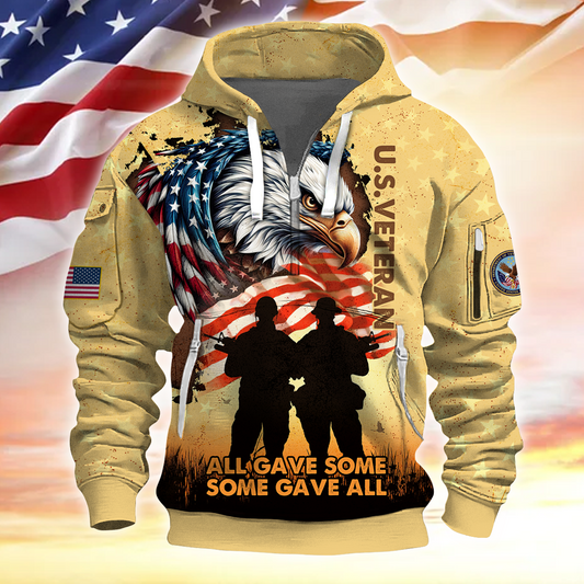 Apparel - All Gave Some Some Gave All - Hoodie Half Zipper , Gifts for veterans