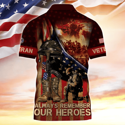 Apparel - Always Remember Our Heroes - Zipper Polo , Gifts for veterans