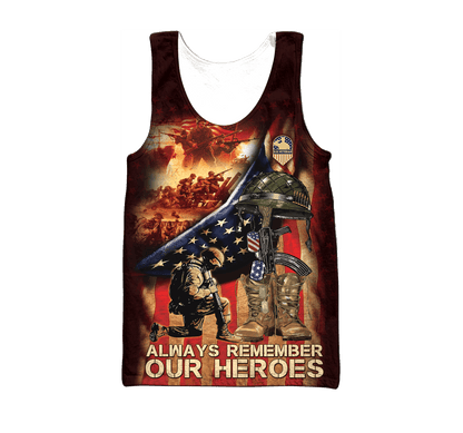 Zip Hoodie - Always Remember Our Heroes - US Veterans Shirts , Gifts for veterans