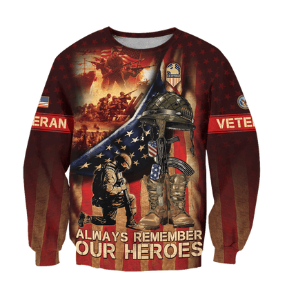 Zip Hoodie - Always Remember Our Heroes - US Veterans Shirts , Gifts for veterans