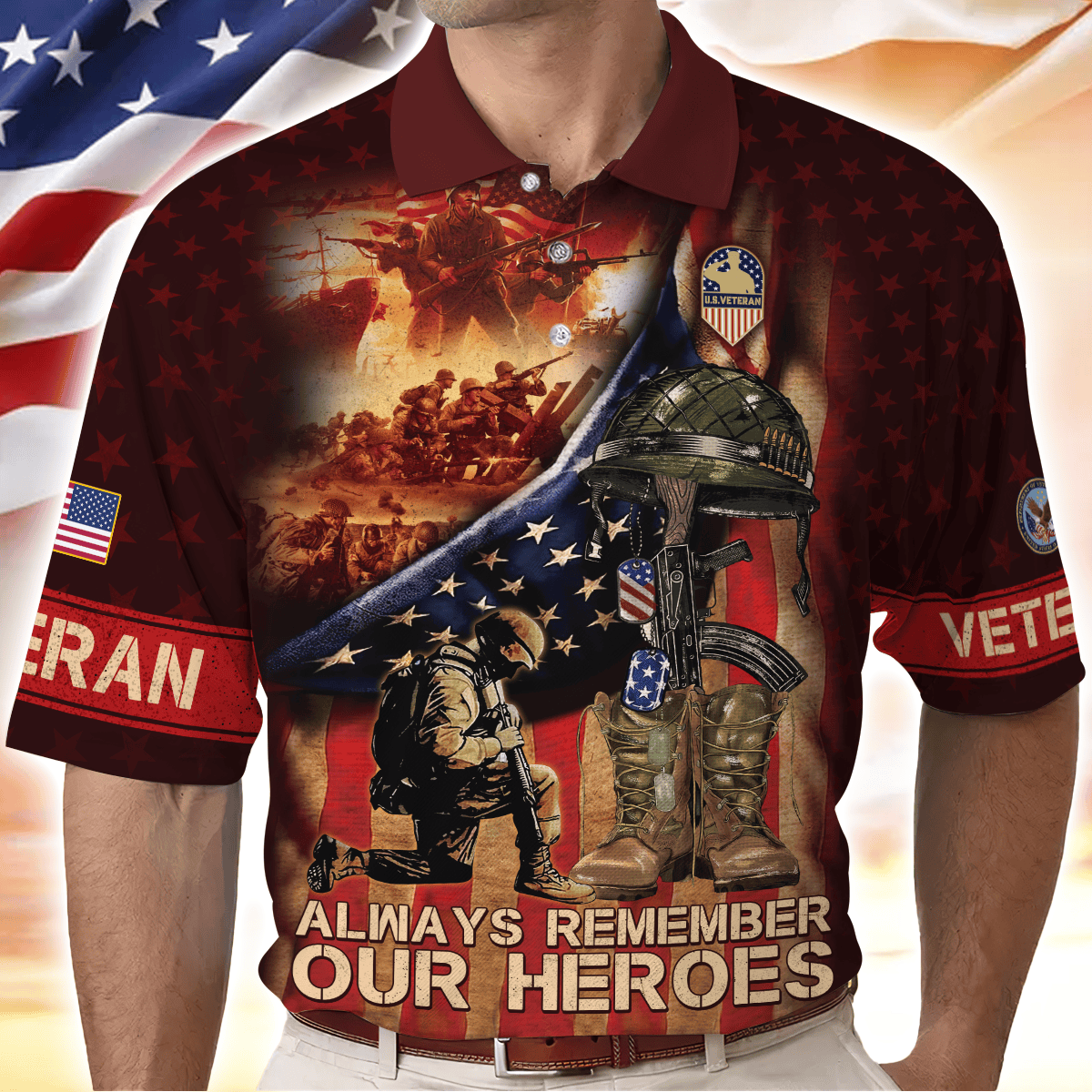 Zip Hoodie - Always Remember Our Heroes - US Veterans Shirts , Gifts for veterans