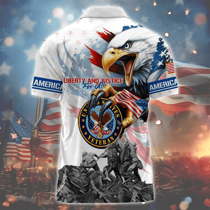 LIBERTY AND JUSTICE FOR ALL - ZIPPER POLO , Gifts for veterans
