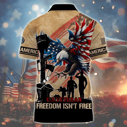 U.S.VETERAN - FREEDOM ISN'T FREE - ZIPPER POLO , Gifts for veterans