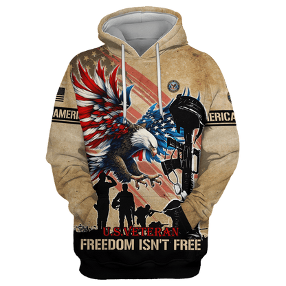 U.S.VETERAN - FREEDOM ISN'T FREE - ALL OVER PRINTS , Gifts for veterans