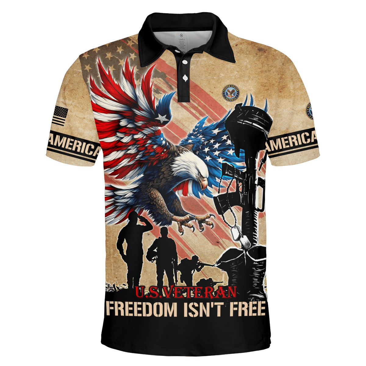 U.S.VETERAN - FREEDOM ISN'T FREE - ALL OVER PRINTS , Gifts for veterans