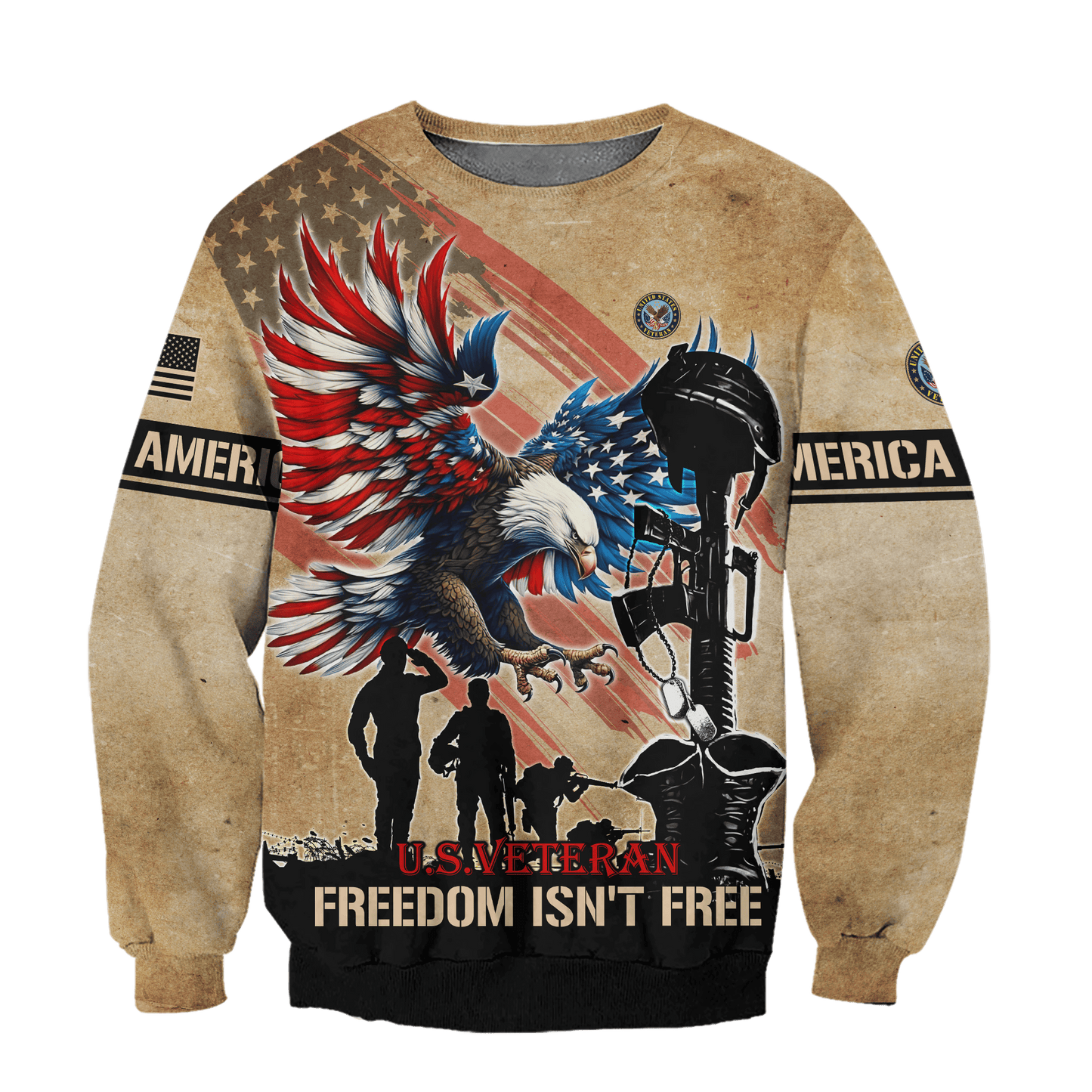 U.S.VETERAN - FREEDOM ISN'T FREE - ALL OVER PRINTS , Gifts for veterans