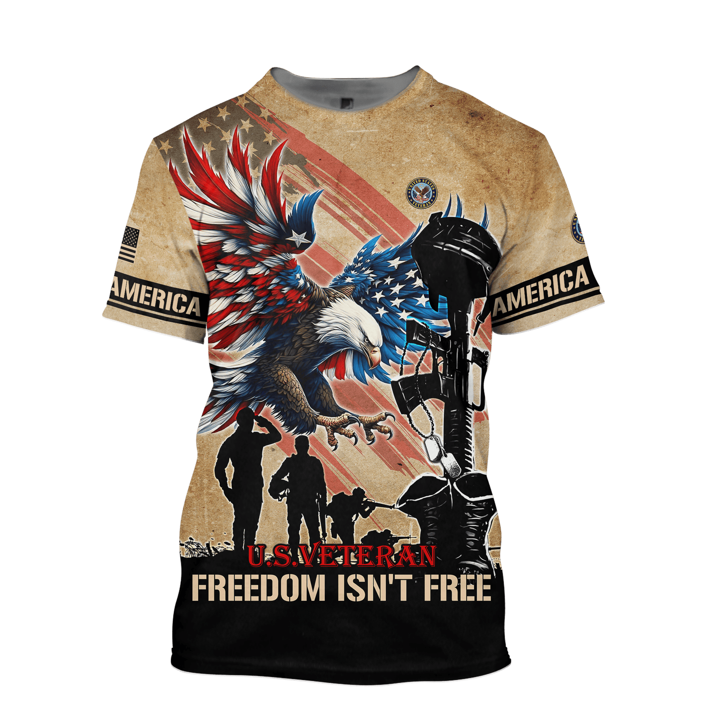U.S.VETERAN - FREEDOM ISN'T FREE - ALL OVER PRINTS , Gifts for veterans
