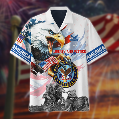 LIBERTY AND JUSTICE FOR ALL - ALL OVER PRINTS SHIRT , Gifts for veterans