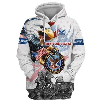 LIBERTY AND JUSTICE FOR ALL - ALL OVER PRINTS SHIRT , Gifts for veterans