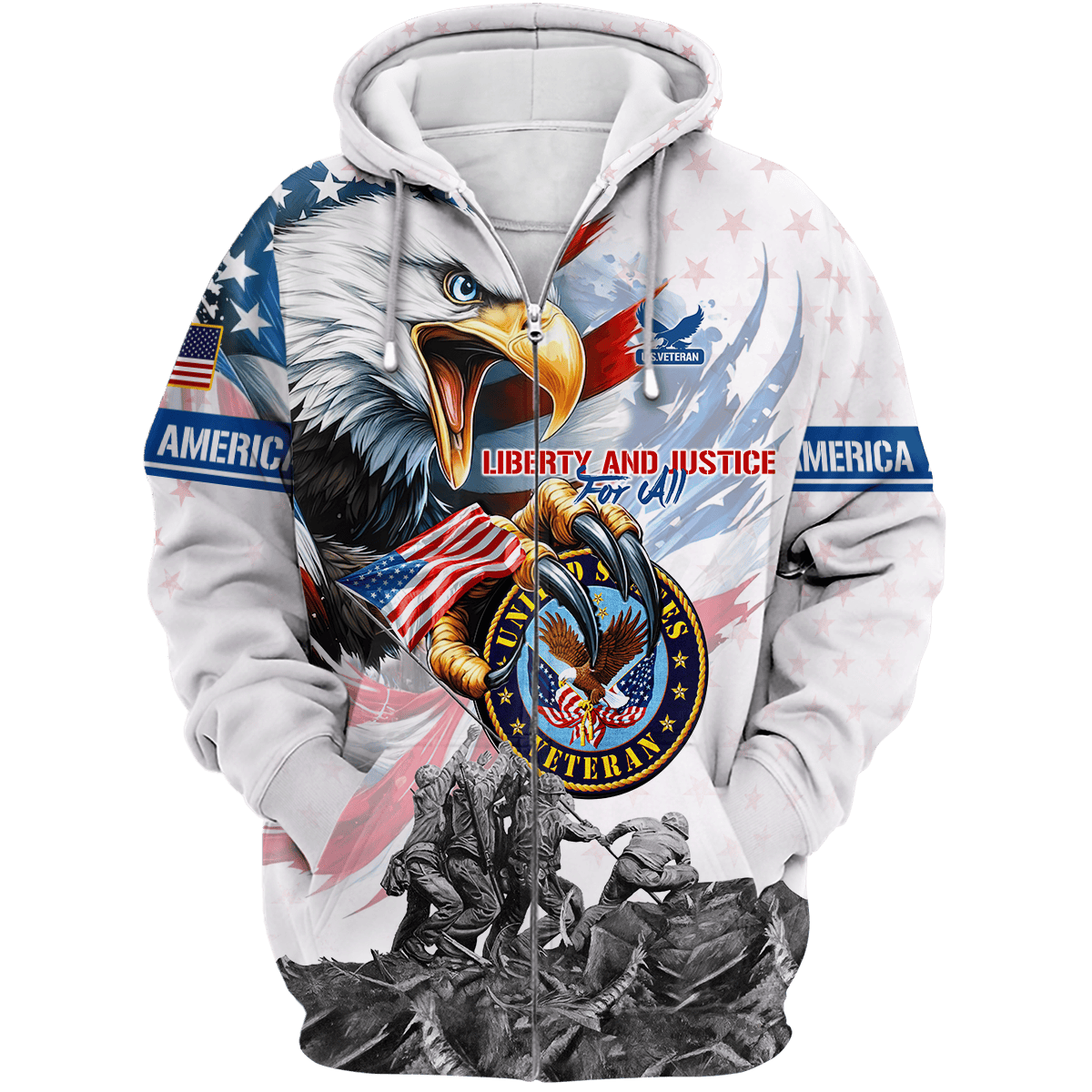 LIBERTY AND JUSTICE FOR ALL - ALL OVER PRINTS SHIRT , Gifts for veterans