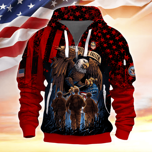 Apparel - Forever Remember The Fallen - Hoodie Half Zipper , Gifts for veterans