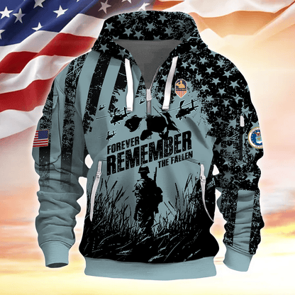 Apparel - Forever Remember The Fallen - Hoodie Half Zipper , Gifts for veterans