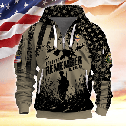 Apparel - Forever Remember The Fallen - Hoodie Half Zipper , Gifts for veterans