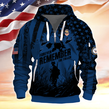 Apparel - Forever Remember The Fallen - Hoodie Half Zipper , Gifts for veterans
