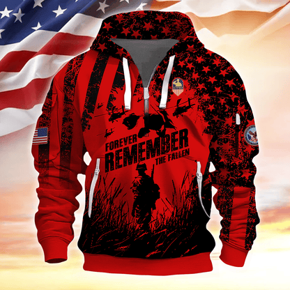 Apparel - Forever Remember The Fallen - Hoodie Half Zipper , Gifts for veterans