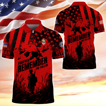 Apparel - Forever Remember The Fallen - Zipper Polo Shirt , Gifts for veterans