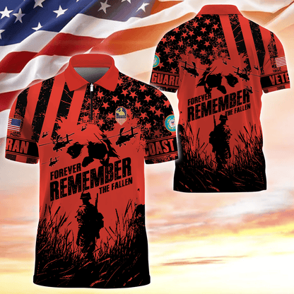 Apparel - Forever Remember The Fallen - Zipper Polo Shirt , Gifts for veterans