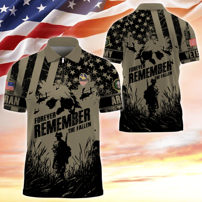 Apparel - Forever Remember The Fallen - Zipper Polo Shirt , Gifts for veterans