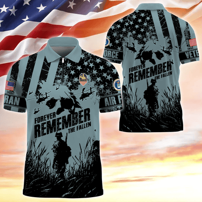 Apparel - Forever Remember The Fallen - Zipper Polo Shirt , Gifts for veterans