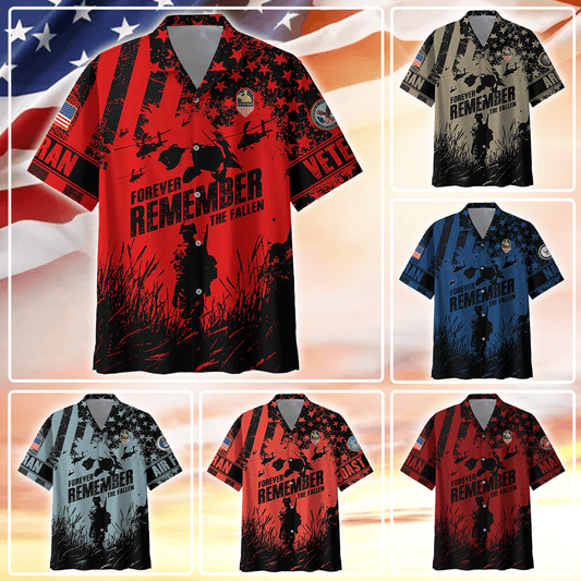 Apparel - Forever Remember The Fallen - Hawaiian Shirt , Gifts for veterans