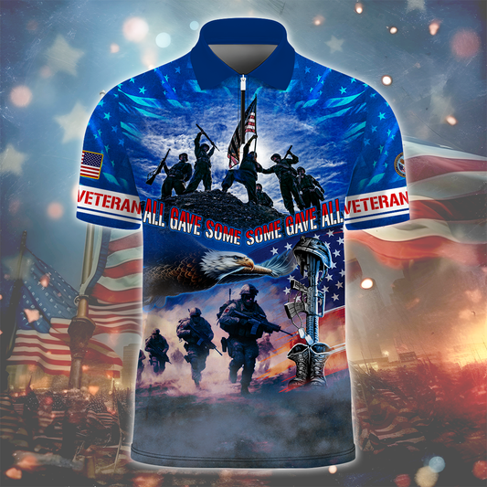 Veterans Shirt- All Gave Some, Some Gave All - Zipper Polo , Gifts for veterans