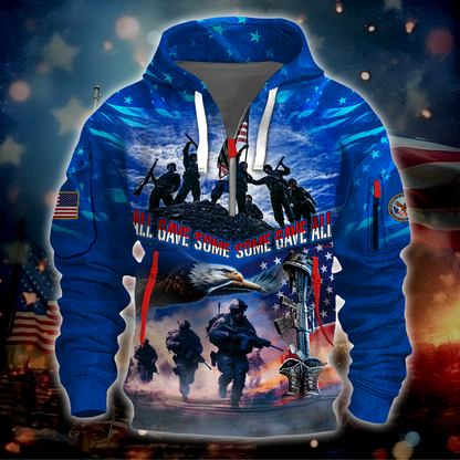 Veterans Shirt- All Gave Some, Some Gave All - Hoodie Half Zipper , Gifts for veterans