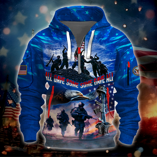 Veterans Shirt- All Gave Some, Some Gave All - Hoodie Half Zipper , Gifts for veterans