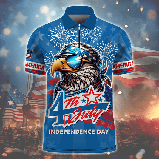 Independence Day 4th Of July Eagle - Zipper Polo , Gifts for veterans